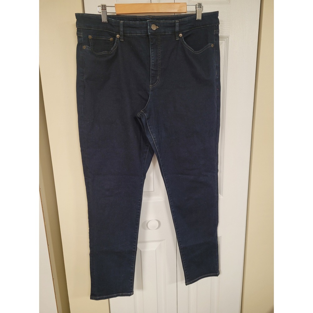 LAUREN‎ Ralph Lauren Womens Dark Jeans 38X30 Classic Curvy Skinny Ankle Size 16